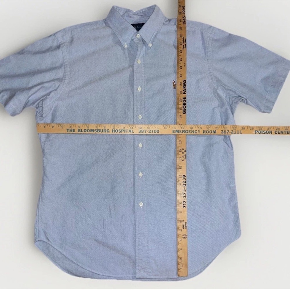 Vintage Polo Ralph Lauren Short Sleeve Button Shirt Men's Large Blue Flesh Pony - Picture 3 of 6